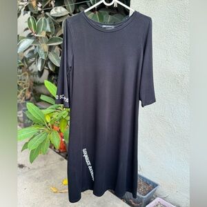 New DII Black Urban Streetwear 3/4 Length Flare Sleeves T-shirt Style Dress